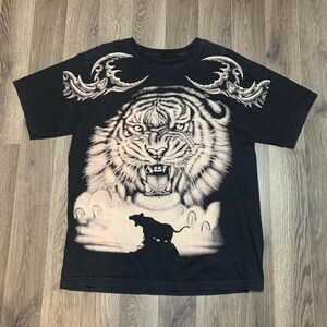 Y2K 2000s Tiger Big Graphic Double Sided Shirt